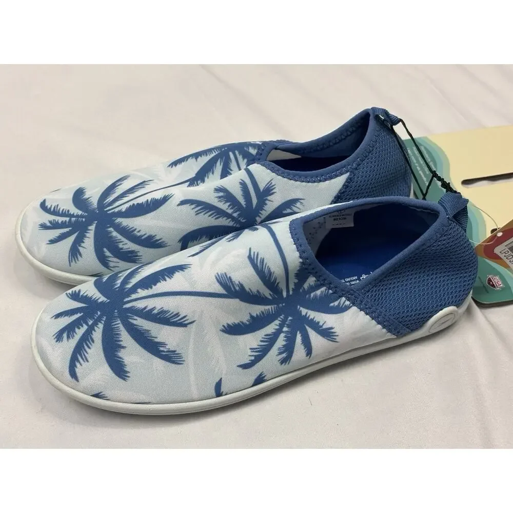 Speedo Junior Beach Bootie Water Shoes, Blue Palm Tropical Beach Size L 4/5